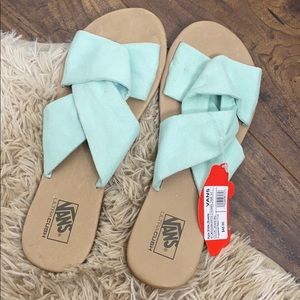 Mint green Vans slides